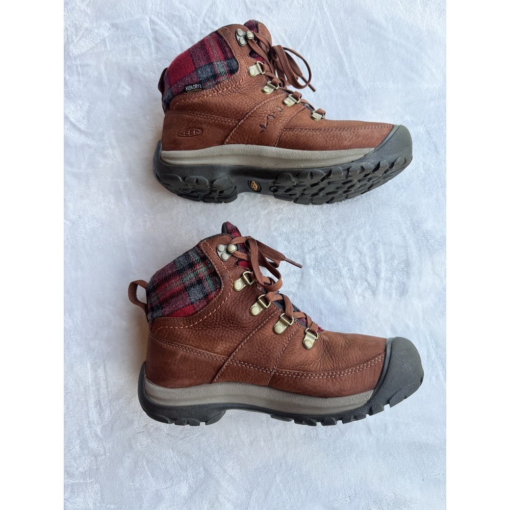 Keen Kaci III Womens Hiking Shoes Sz 7.5 Tortoise Shell Red Plaid Waterproof‎